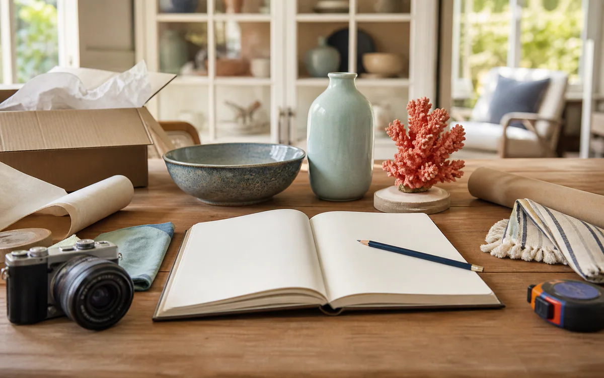 Household items arranged for an estate sale for a Charleston, SC guide answering "What percentage do estate sales usually take"