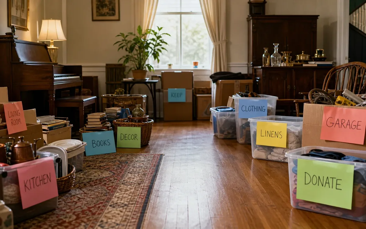 Labeled household belongings and a clear room path for will the estate sale company clear the whole property?