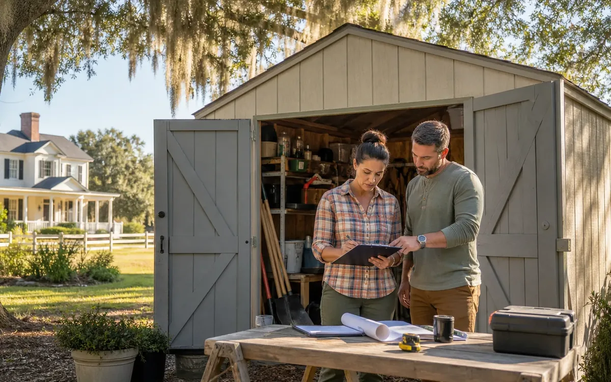 Household planning scene for What to Check Before Clearing a Detached Shed on an Estate Property in South Carolina