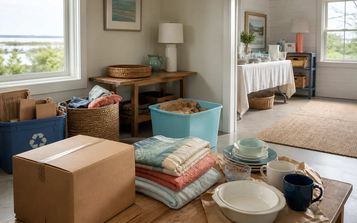 Household items arranged for an estate sale for a Charleston, SC guide answering "What to get rid of before an estate sale"