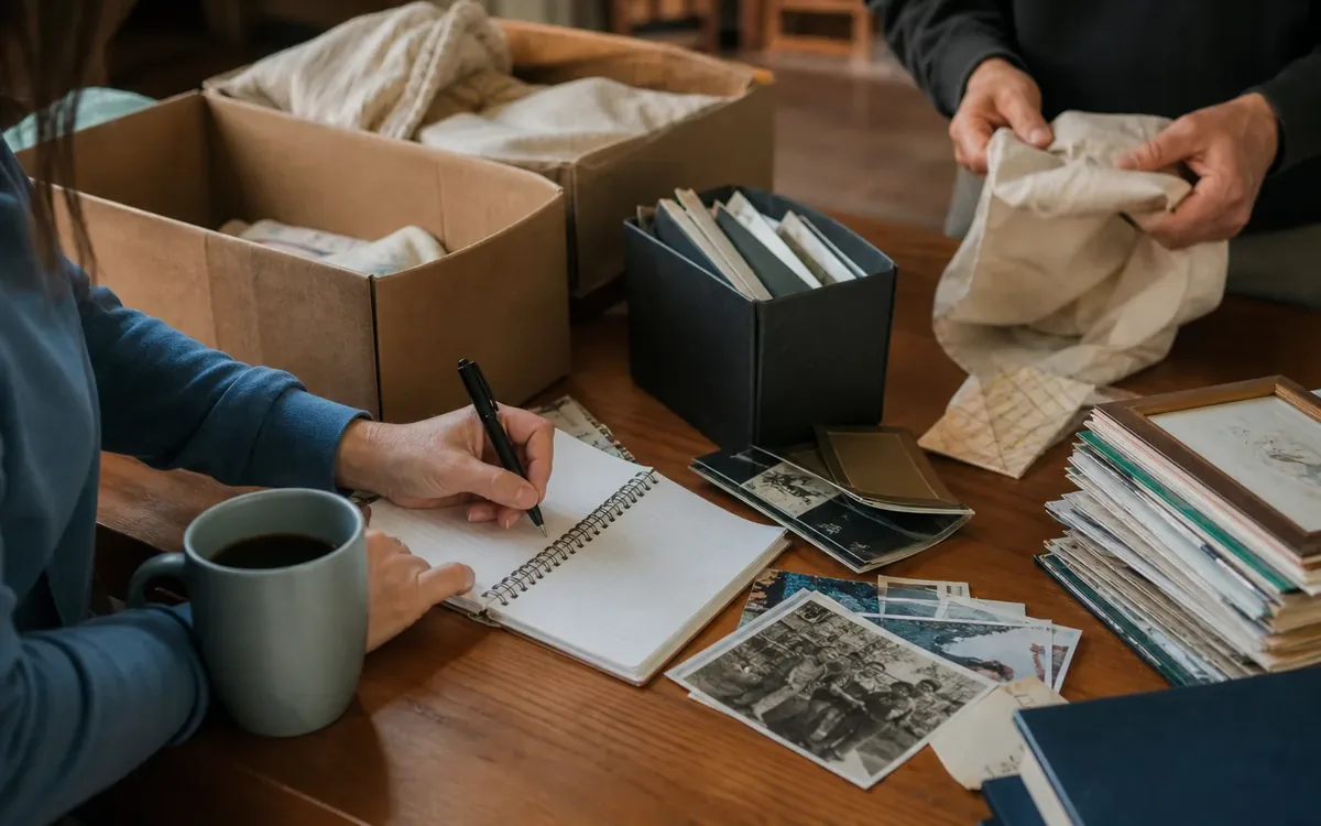 Hands organizing household items while planning when is professional estate cleanout help justified?