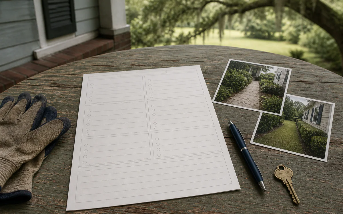 Code Compliance Support Resources planning materials arranged in a warm South Carolina home