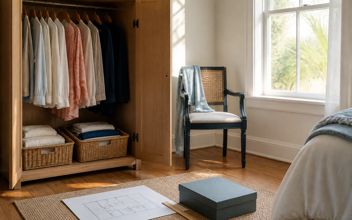 Downsizing and Organizing planning in a warm, organized South Carolina home
